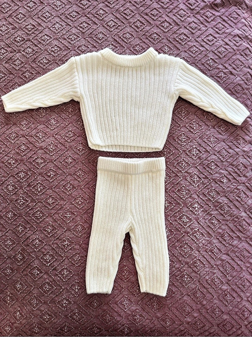 Caden Lane Knit Sweater & Pant Set in Cream Size New Born